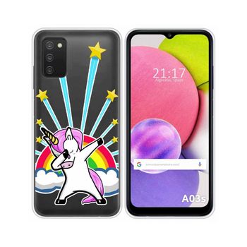 Funda Silicona Transparente Samsung Galaxy A03s Diseño Unicornio