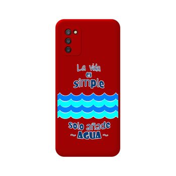 Funda Silicona Líquida Roja Samsung Galaxy A03s Diseño Agua