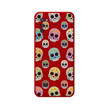 Funda Silicona Líquida Roja Samsung Galaxy A03s Diseño Catrina