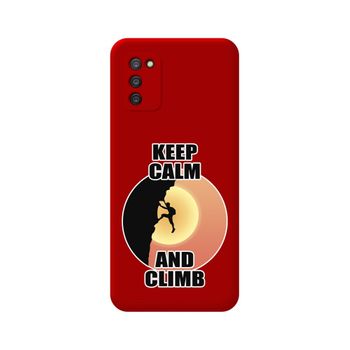 Funda Silicona Líquida Roja Samsung Galaxy A03s Diseño Hombre Escalada