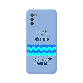 Funda Silicona Líquida Azul Samsung Galaxy A03s Diseño Agua