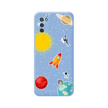 Funda Silicona Líquida Azul Samsung Galaxy A03s Diseño Espacio