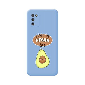 Funda Silicona Líquida Azul Samsung Galaxy A03s Diseño Vegan Life