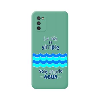 Funda Silicona Líquida Verde Samsung Galaxy A03s Diseño Agua