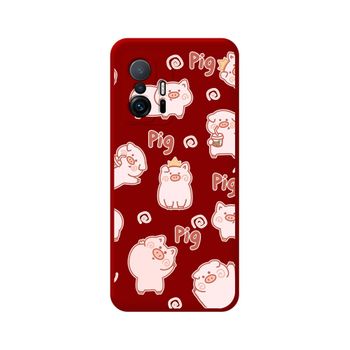 Funda Silicona Líquida Roja Xiaomi 11t 5g / 11t Pro 5g Diseño Cerdos