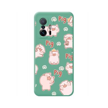 Funda Silicona Líquida Verde Xiaomi 11t 5g / 11t Pro 5g Diseño Cerdos