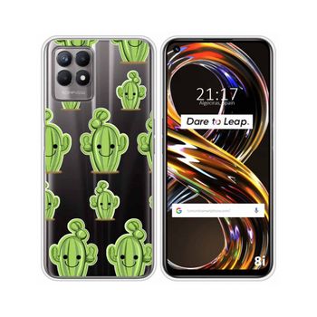 Funda Silicona Transparente Realme 8i Diseño Cactus