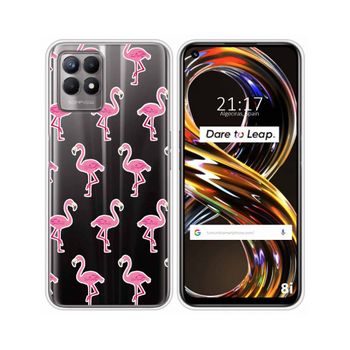 Funda Silicona Transparente Realme 8i Diseño Flamenco