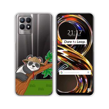 Funda Silicona Transparente Realme 8i Diseño Panda