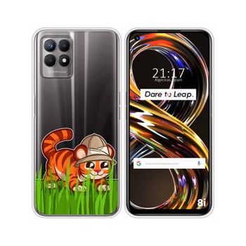 Funda Silicona Transparente Realme 8i Diseño Tigre