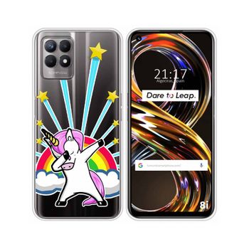 Funda Silicona Transparente Realme 8i Diseño Unicornio