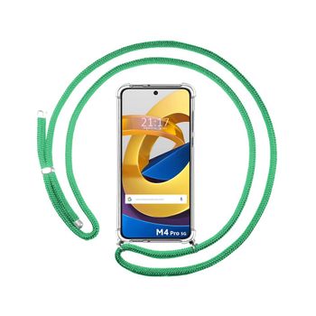 Funda Colgante Transparente Xiaomi Poco M4 Pro 5g Con Cordon Verde Agua