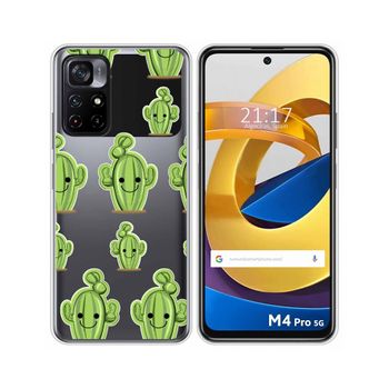 Funda Silicona Transparente Xiaomi Poco M4 Pro 5g Diseño Cactus