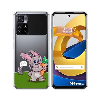 Funda Silicona Transparente Xiaomi Poco M4 Pro 5g Diseño Conejo