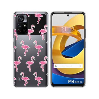 Funda Silicona Transparente Xiaomi Poco M4 Pro 5g Diseño Flamenco