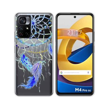 Funda Silicona Transparente Xiaomi Poco M4 Pro 5g Diseño Plumas