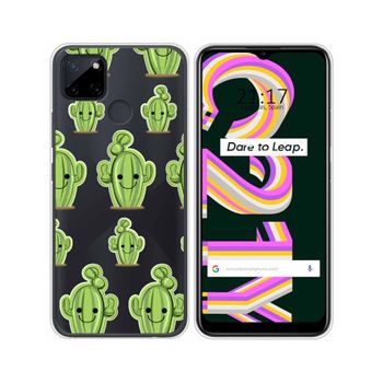 Funda Silicona Transparente Realme C21y / C25y Diseño Cactus