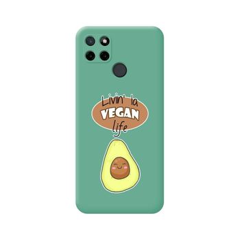 Funda Silicona Líquida Verde Realme C21y / C25y Diseño Vegan Life