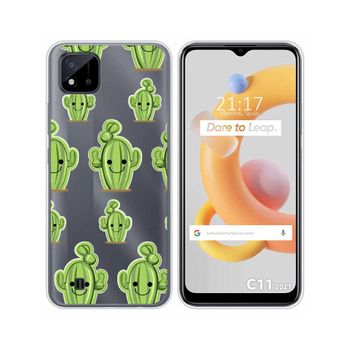 Funda Silicona Transparente Realme C11 2021 Diseño Cactus