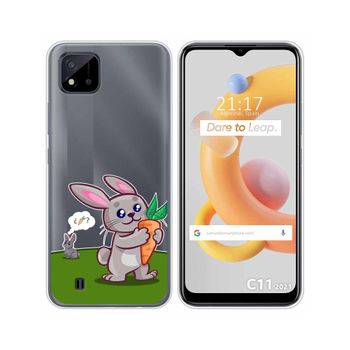 Funda Silicona Transparente Realme C11 2021 Diseño Conejo