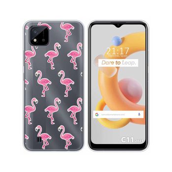 Funda Silicona Transparente Realme C11 2021 Diseño Flamenco