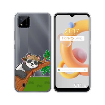 Funda Silicona Transparente Realme C11 2021 Diseño Panda