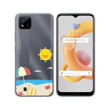 Funda Silicona Transparente Realme C11 2021 Diseño Playa