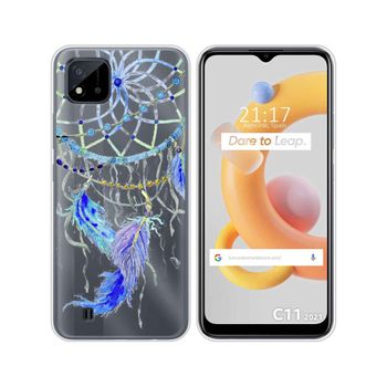 Funda Silicona Transparente Realme C11 2021 Diseño Plumas