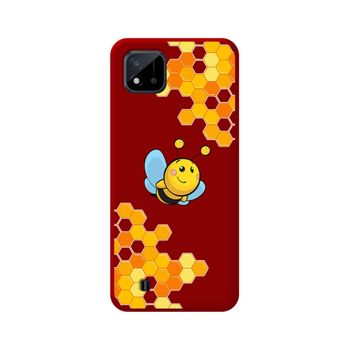 Funda Silicona Líquida Roja Realme C11 2021 Diseño Abeja