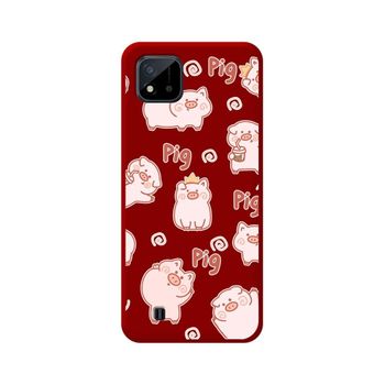 Funda Silicona Líquida Roja Realme C11 2021 Diseño Cerdos