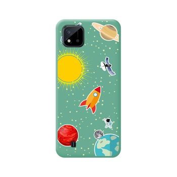 Funda Silicona Líquida Verde Realme C11 2021 Diseño Espacio