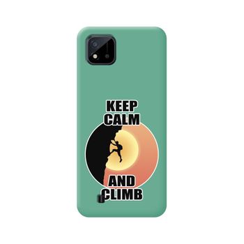 Funda Silicona Líquida Verde Realme C11 2021 Diseño Hombre Escalada