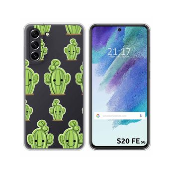 Funda Silicona Transparente Samsung Galaxy S21 Fe 5g Diseño Cactus