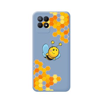 Funda Silicona Líquida Azul Realme 8i Diseño Abeja