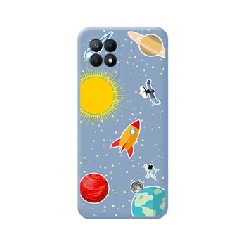 Funda Silicona Líquida Azul Realme 8i Diseño Espacio