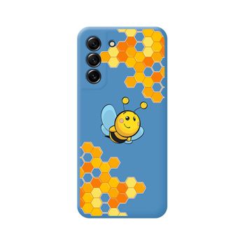 Funda Silicona Líquida Azul Para Samsung Galaxy S21 Fe 5g Diseño Abeja