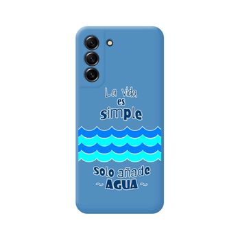 Funda Silicona Líquida Azul Para Samsung Galaxy S21 Fe 5g Diseño Agua