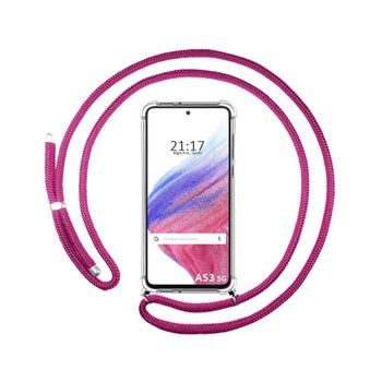 Funda Colgante Transparente Para Samsung Galaxy A53 5g Con Cordon Rosa Fucsia