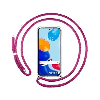 Funda Colgante Transparente Para Xiaomi Redmi Note 11 / 11s Con Cordon Rosa Fucsia