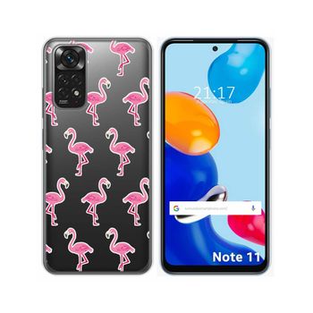 Funda Silicona Transparente Para Xiaomi Redmi Note 11 / 11s Diseño Flamenco