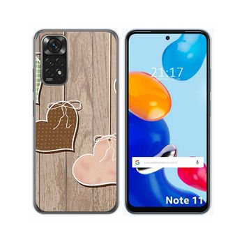 Funda Silicona Para Xiaomi Redmi Note 11 / 11s Diseño Corazones Madera