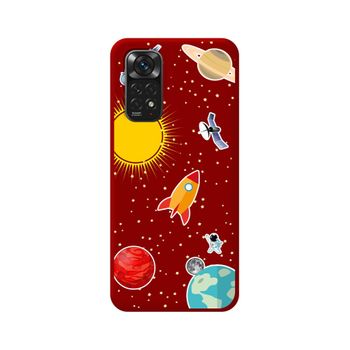 Funda Silicona Líquida Roja Para Xiaomi Redmi Note 11 / 11s Diseño Espacio