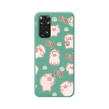 Funda Silicona Líquida Verde Para Xiaomi Redmi Note 11 / 11s Diseño Cerdos