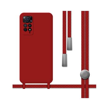 Funda Silicona Líquida Con Cordón Para Xiaomi Redmi Note 11 Pro / 11 Pro 5g Color Roja
