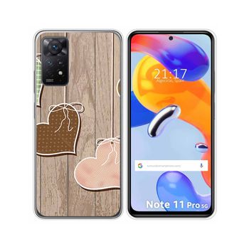 Funda Silicona Para Xiaomi Redmi Note 11 Pro / 11 Pro 5g Diseño Corazones Madera