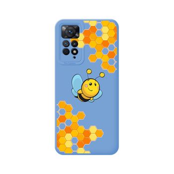 Funda Silicona Líquida Azul Para Xiaomi Redmi Note 11 Pro / 11 Pro 5g Diseño Abeja