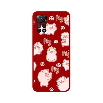 Funda Silicona Líquida Roja Para Xiaomi Redmi Note 11 Pro / 11 Pro 5g Diseño Cerdos