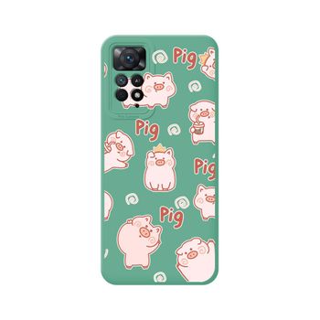 Funda Silicona Líquida Verde Para Xiaomi Redmi Note 11 Pro / 11 Pro 5g Diseño Cerdos