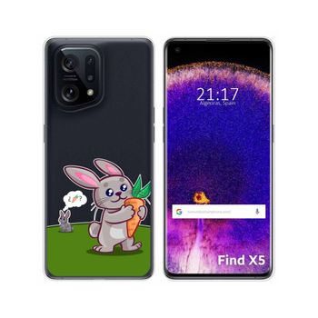 Funda Silicona Transparente Para Oppo Find X5 5g Diseño Conejo