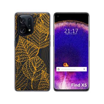 Funda Silicona Transparente Para Oppo Find X5 5g Diseño Hojas